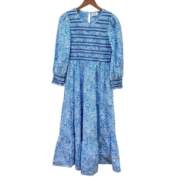 Tuckernuck Pink City Prints Isabel Ornate Sky Blue Smocked Midi Dress - Picture 5 of 16